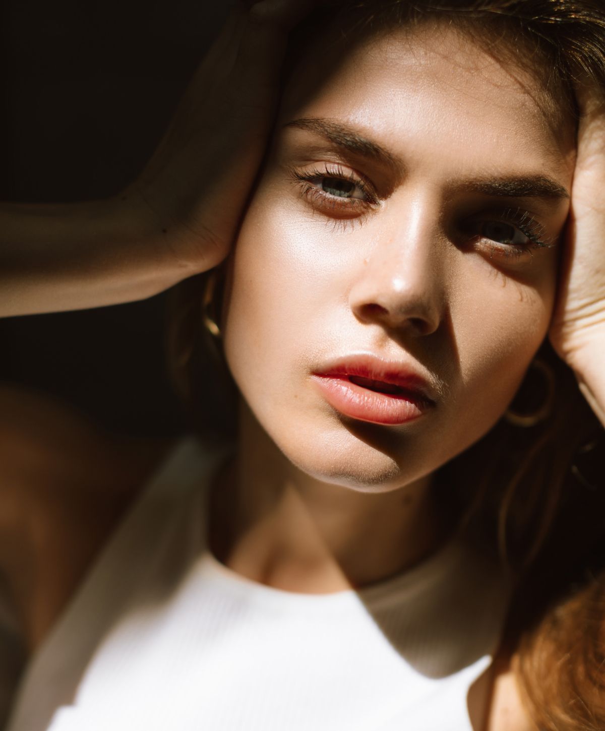 costa mesa cheek filler model with dark hair